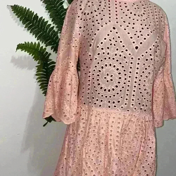 Simpler Dress Bell Sleeve Spring Pink Large Salmon - Picture 3 of 4